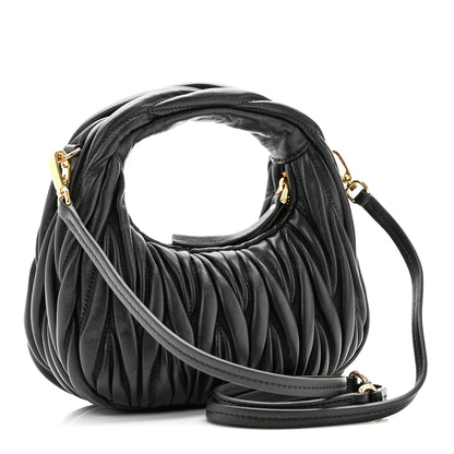 Miu Miu Nappa Matelasse Mini Wander Hobo Black 3 of 8