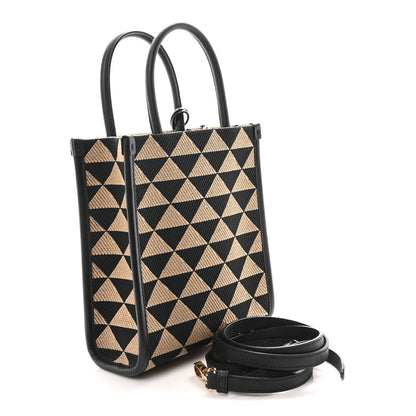 Prada Jacquard Saffiano Triangolo Symbole Embroidered Micro Tote Black Corda 3 of 9