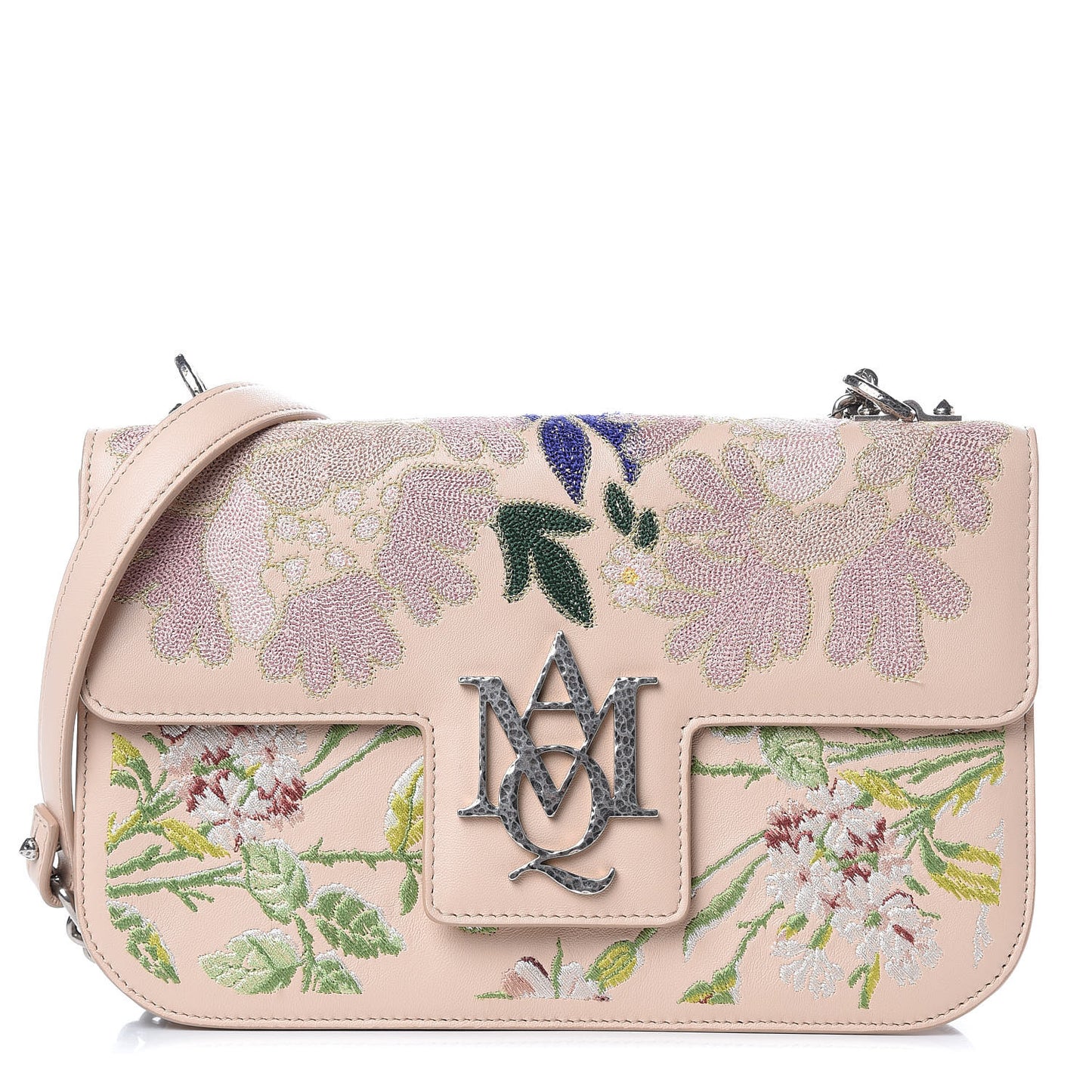 Nappa Floral Embroidered Medium Insignia Flap Multicolor