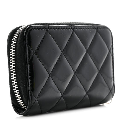 Chanel Patent Calfskin Quilted Zip Coin Purse Black 3 of 8