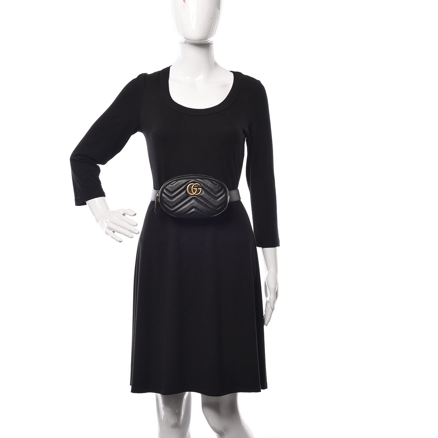 Calfskin Matelasse GG Marmont Belt Bag 95 38 Black
