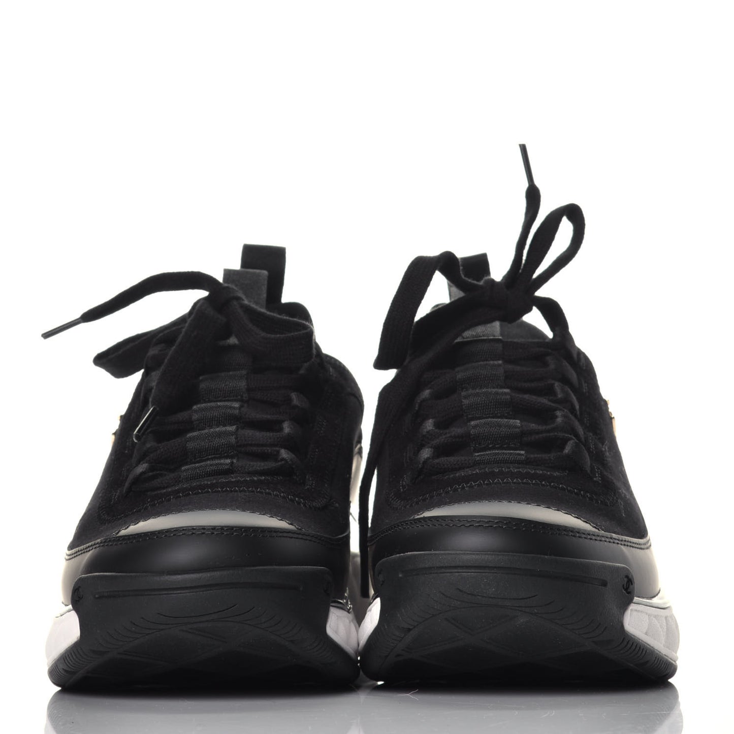 Velvet Calfskin Mixed Fibers CC Sneakers 38 Black