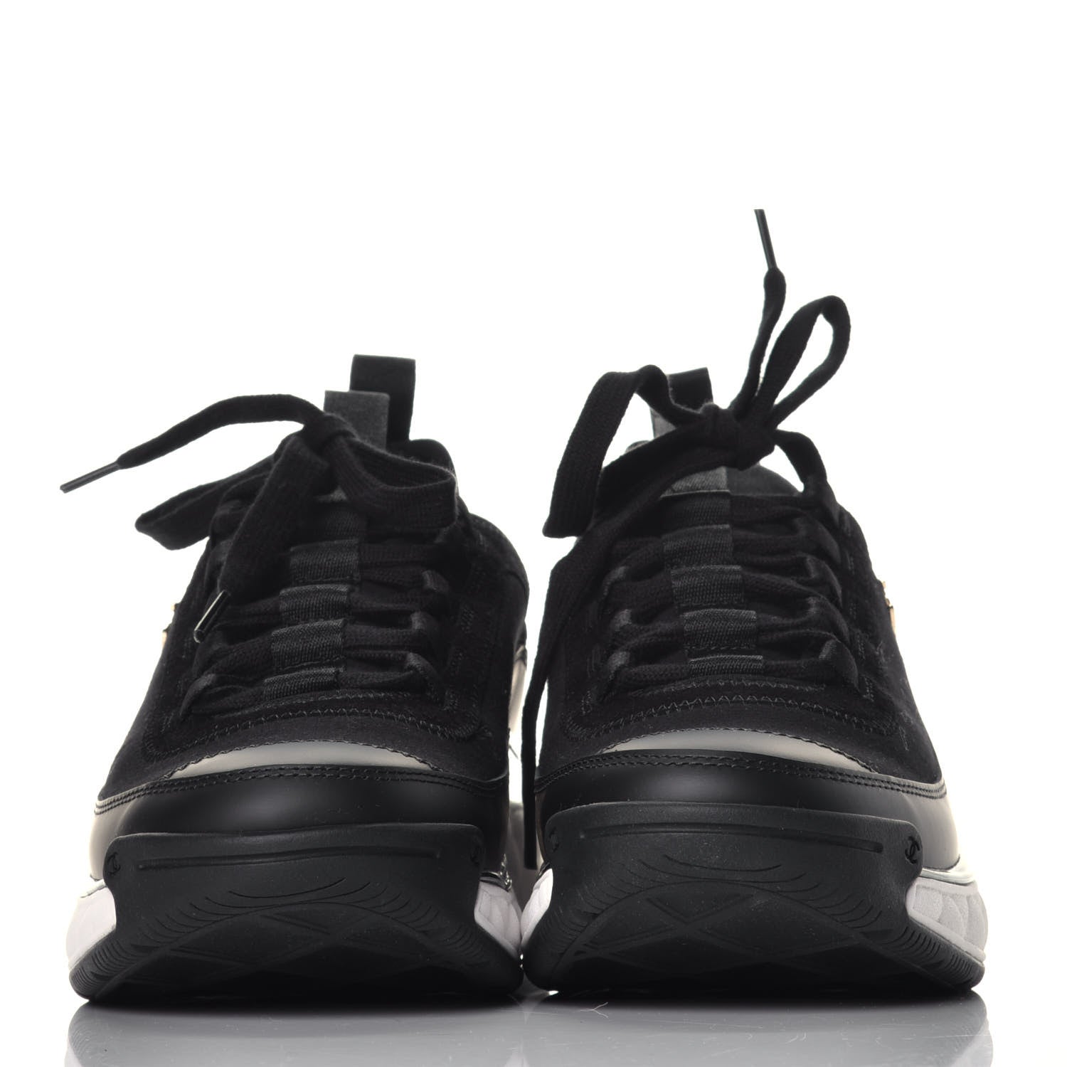 Chanel Velvet Calfskin Mixed Fibers CC Sneakers 38 Black 2 of 9