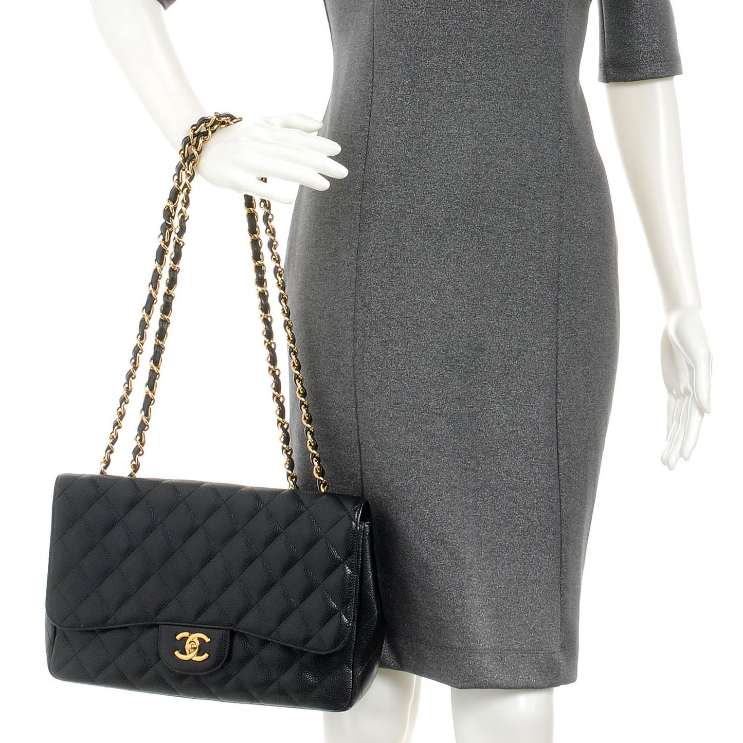 Caviar Jumbo Single Flap Black