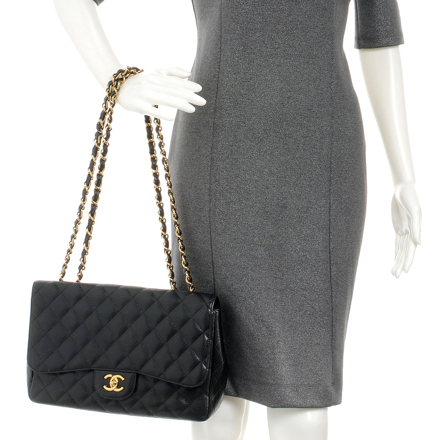 Chanel Caviar Jumbo Single Flap Black 2 of 6