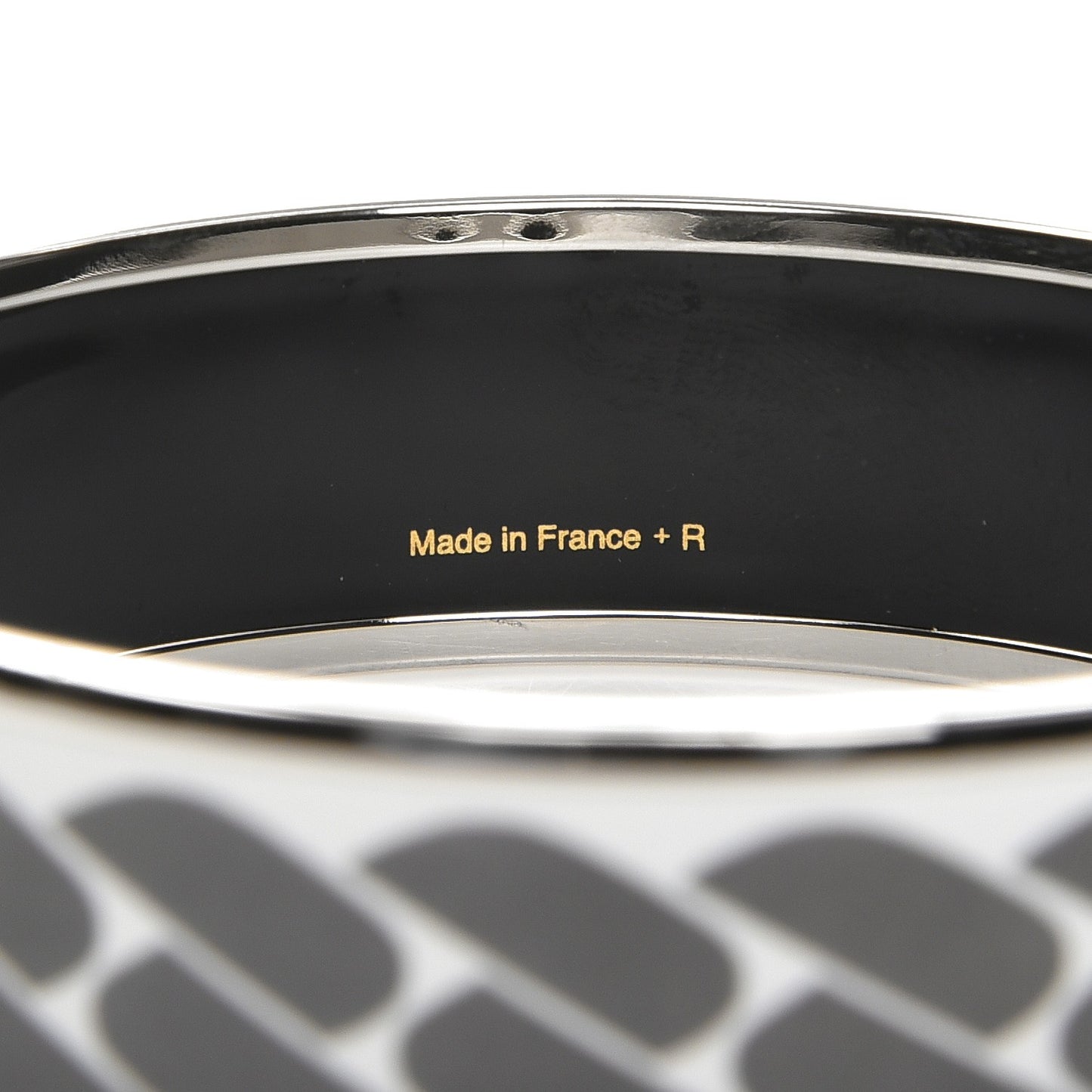Enamel Printed Wide Clic C'est Noue Bracelet 70 Blanc Platine