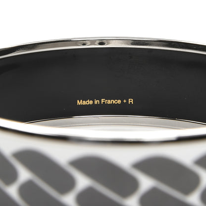 Hermes Enamel Printed Wide Clic C'est Noue Bracelet 70 Blanc Platine 5 of 5