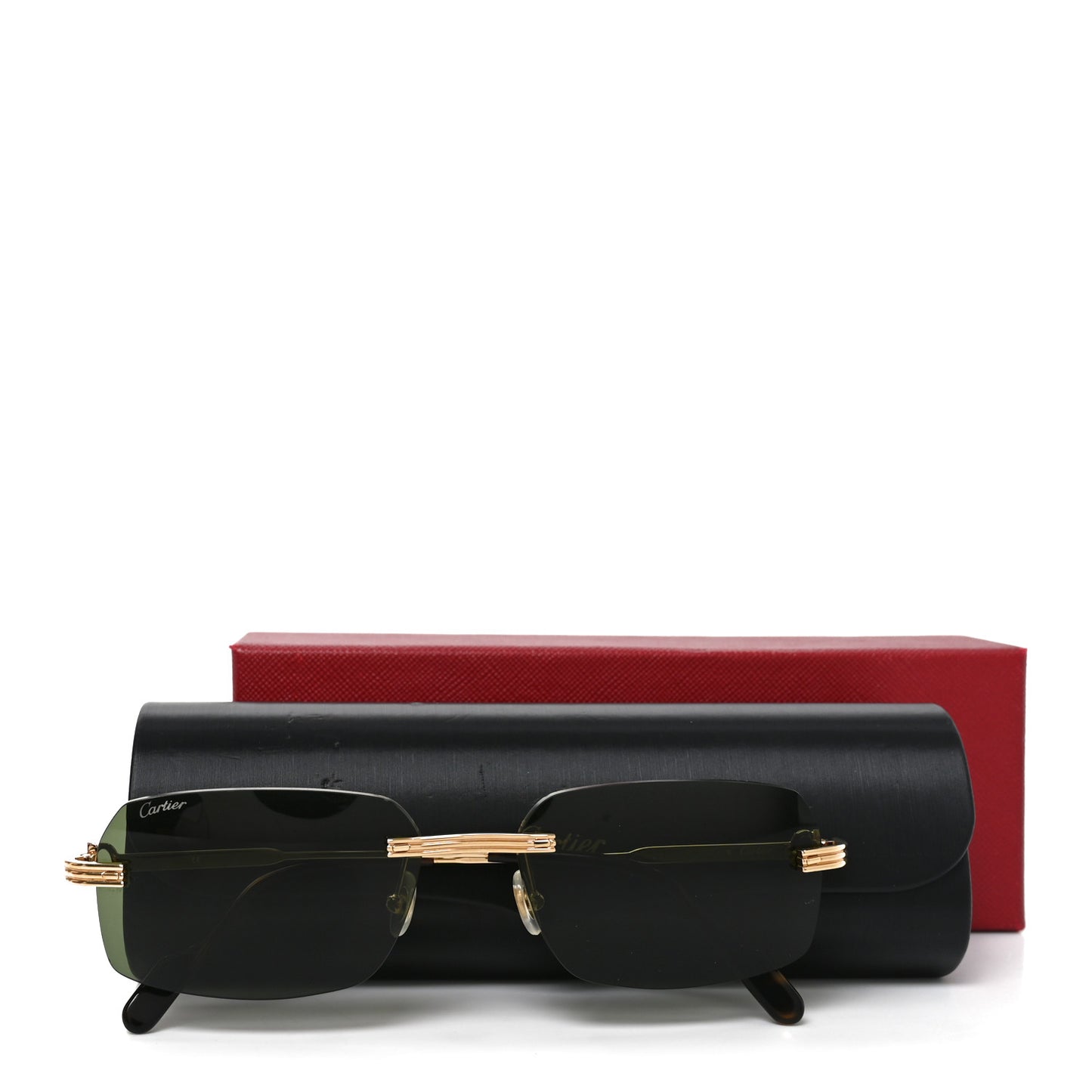 Premiere De Cartier Square Sunglasses Gold Black
