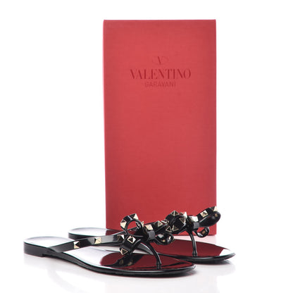 Valentino Garavani PVC Jelly Rockstud Bow Thong Sandals 40 Black 8 of 8