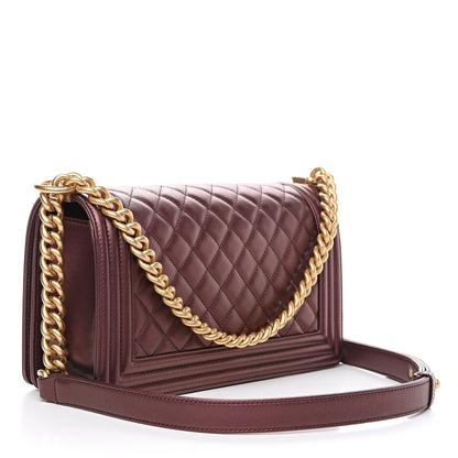 Chanel Metallic Calfskin Quilted Medium Boy Flap Plum 2 of 9