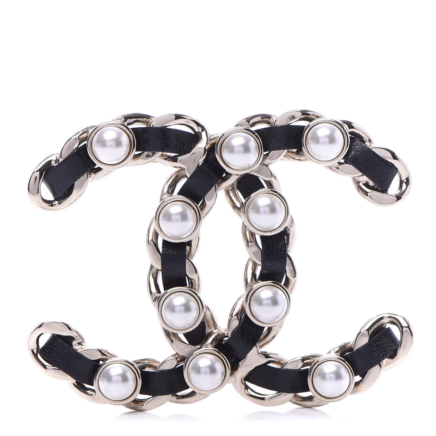 Chanel Lambskin Chain CC Brooch Black Gold 1 of 6