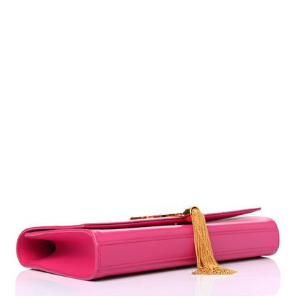 Saint Laurent Calfskin Classic Monogram Tassel Clutch Fuchsia 3 of 4
