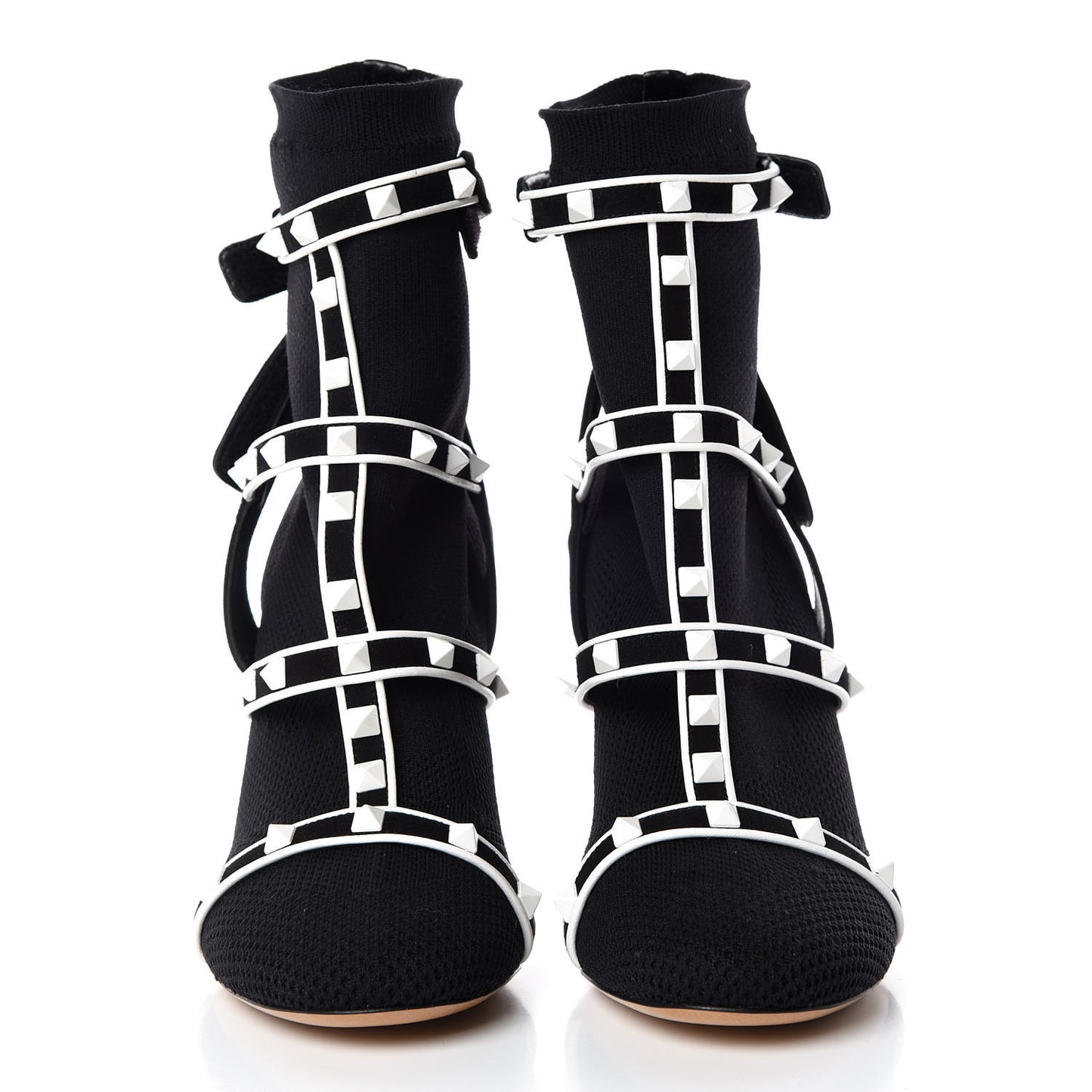 Knit Suede Free Rockstud Bodytech 105mm Ankle Boots 38 Black Optic White