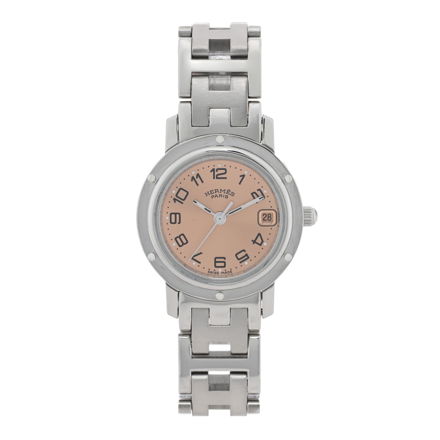 Hermes Stainless Steel 24mm Clipper Quartz Watch Pink 1 of 4