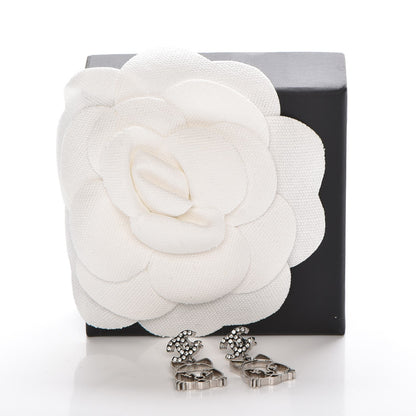 Chanel Crystal Emoji Choupette Cat CC Earrings Silver 5 of 5