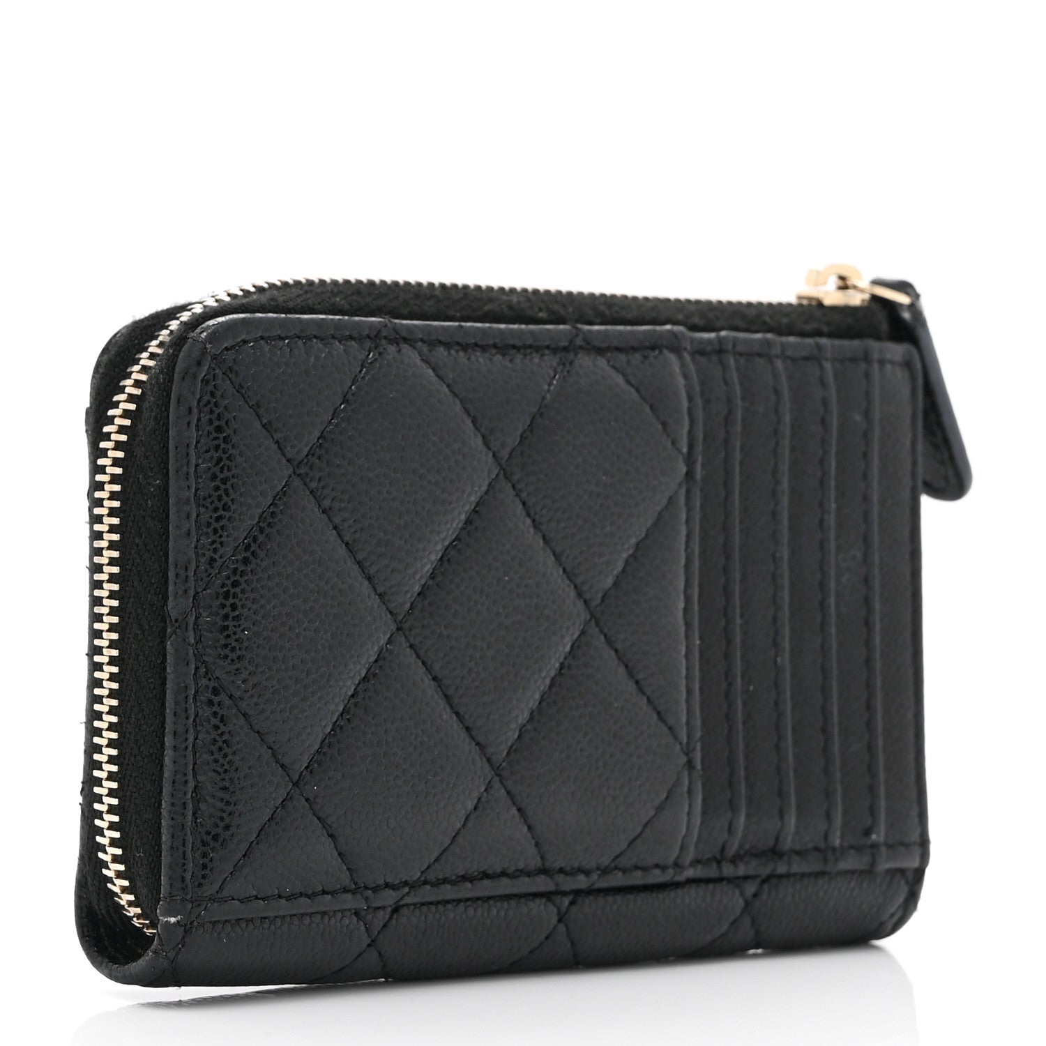 Chanel Caviar Quilted CC Zip Around Card Holder Black 3 of 10