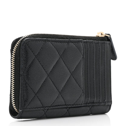 Chanel Caviar Quilted CC Zip Around Card Holder Black 3 of 10