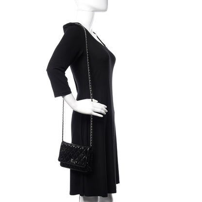 Chanel Patent Quilted Wallet On Chain WOC Black 2 of 10