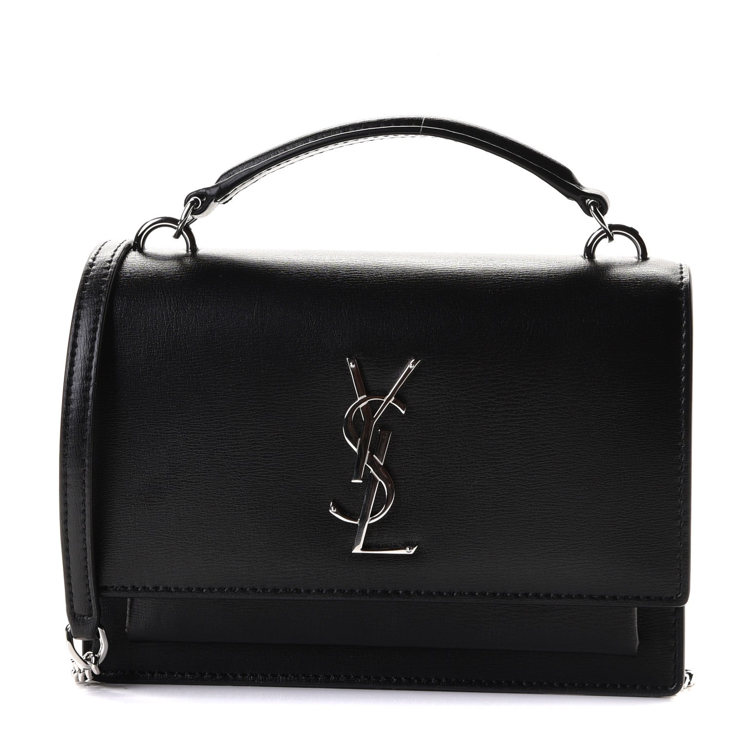 Saint Laurent Calfskin Monogram Sunset Chain Wallet Black 1 of 8