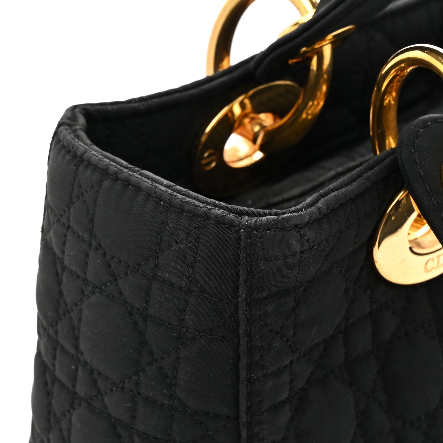Nylon Cannage Medium Lady Dior Black