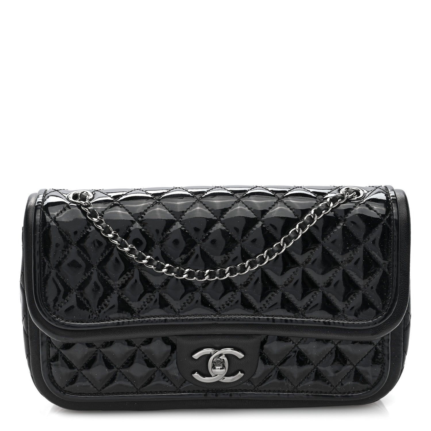 Chanel Patent Quilted Classic Twist Flap Bag Black 1 of 10