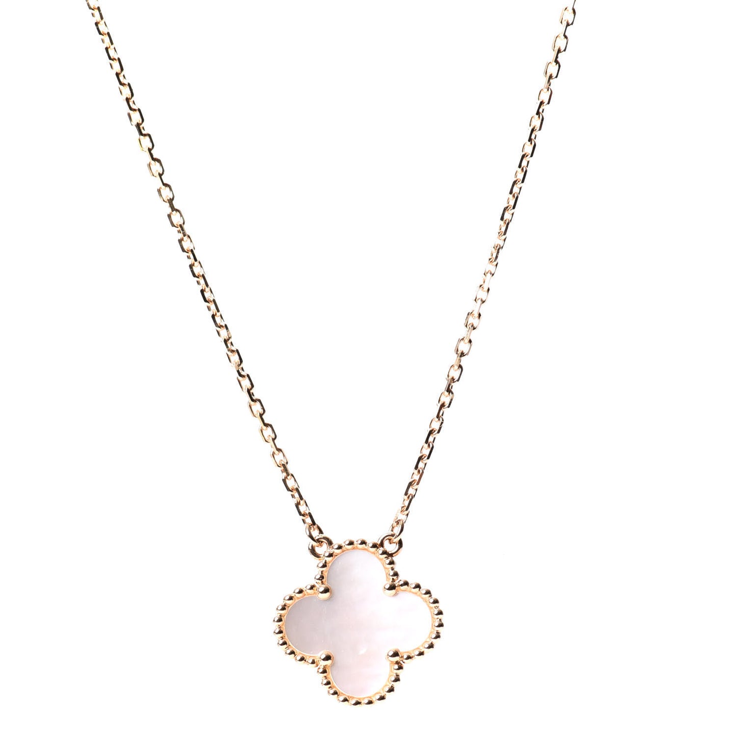 18K Yellow Gold Mother of Pearl Vintage Alhambra Pendant Necklace