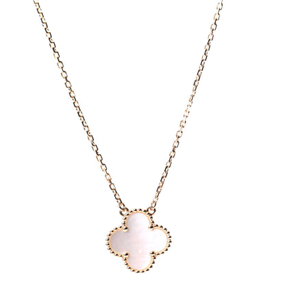 Van Cleef & Arpels 18K Yellow Gold Mother of Pearl Vintage Alhambra Pendant Necklace 1 of 6