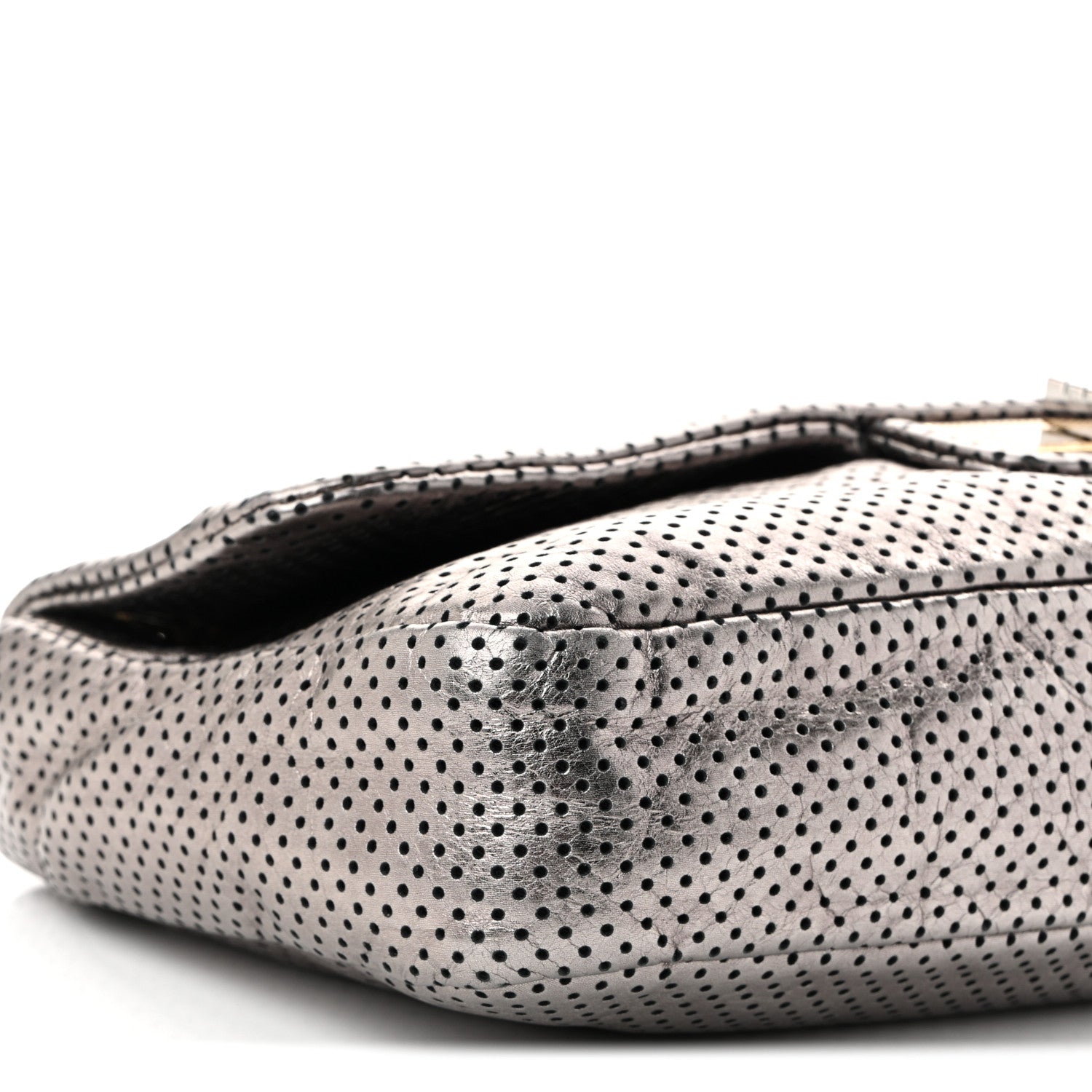 Chanel Metallic Crackled Calfskin Perforated Drill Flap Bronze 9 of 10