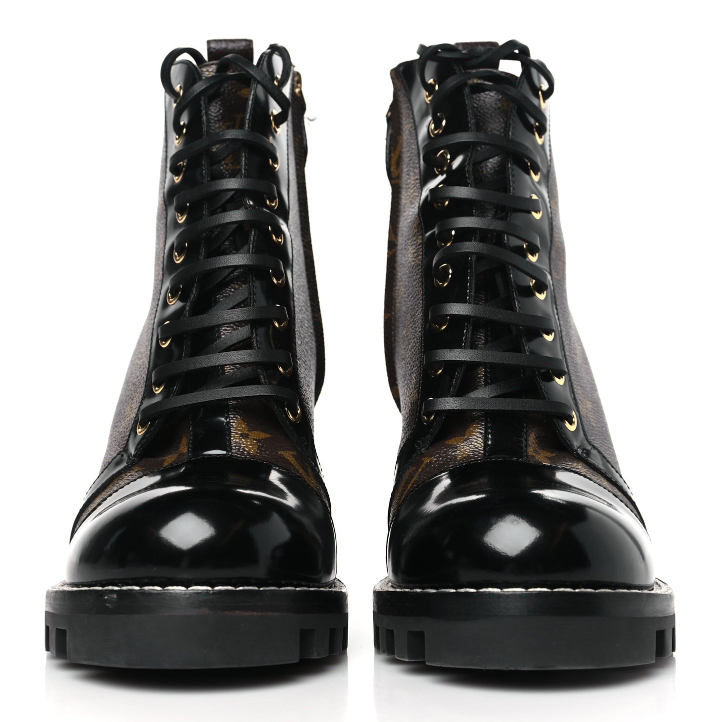 Patent Calfskin Monogram Star Trail Ankle Boots 41 Black