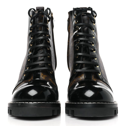 Louis Vuitton Patent Calfskin Monogram Star Trail Ankle Boots 41 Black 2 of 8