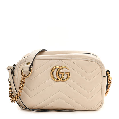 Gucci Calfskin Matelasse Mini GG Marmont Chain Shoulder Bag White 1 of 13