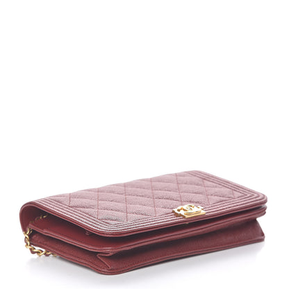 Chanel Caviar Quilted Boy Wallet On Chain WOC Burgundy 4 of 11