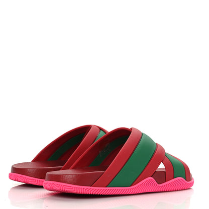 Gucci Rubber Web Womens Criss Cross Slide Sandals 38 Coral New Shamarock 4 of 8