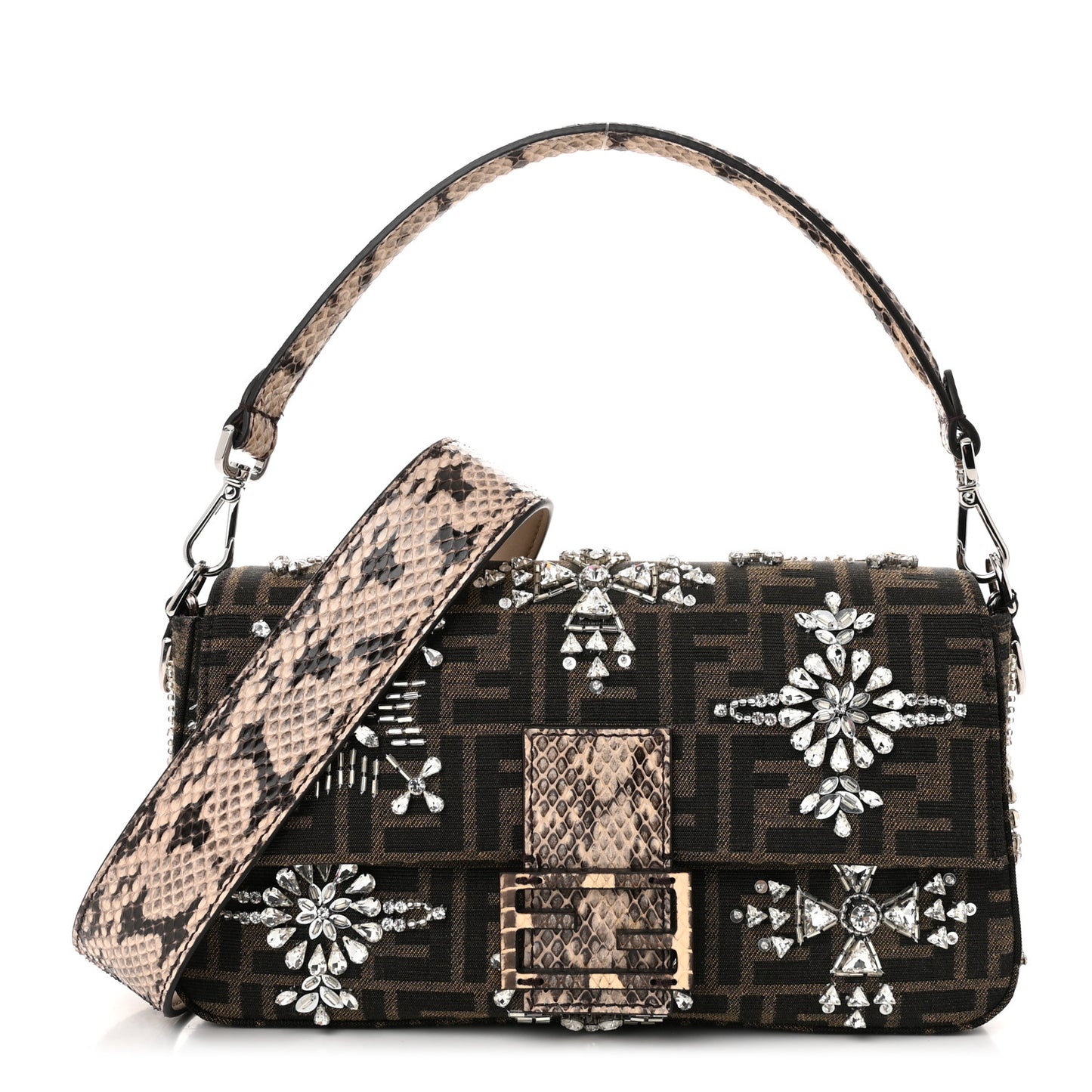 Re-Edition Elaphe Fabric Jacquard FF 1974 Embroidered Baguette Multicolor