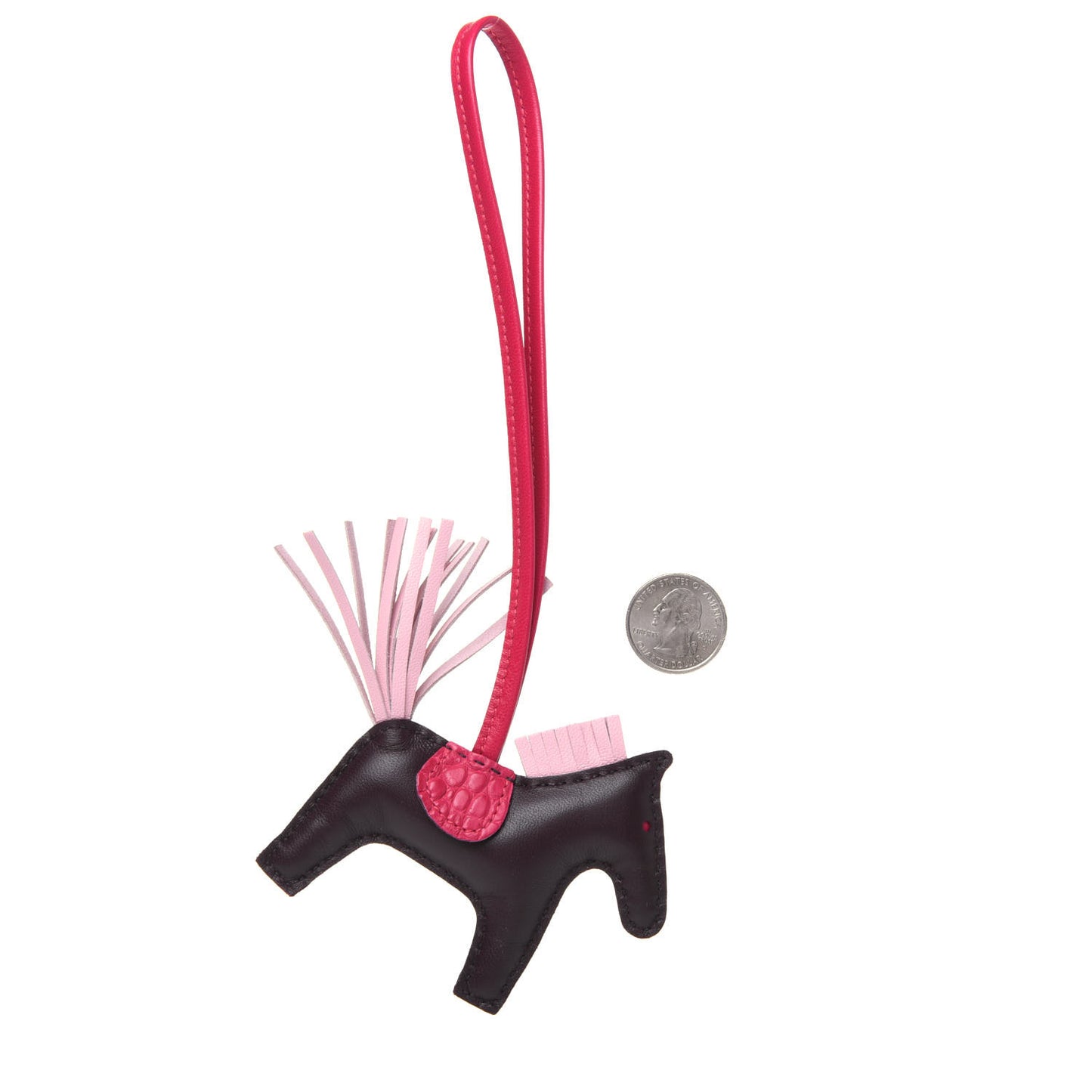 Milo Lambskin Matte Alligator Touch Grigri Rodeo Horse Bag Charm PM Rouge Sellier Framboise Rose Sakura