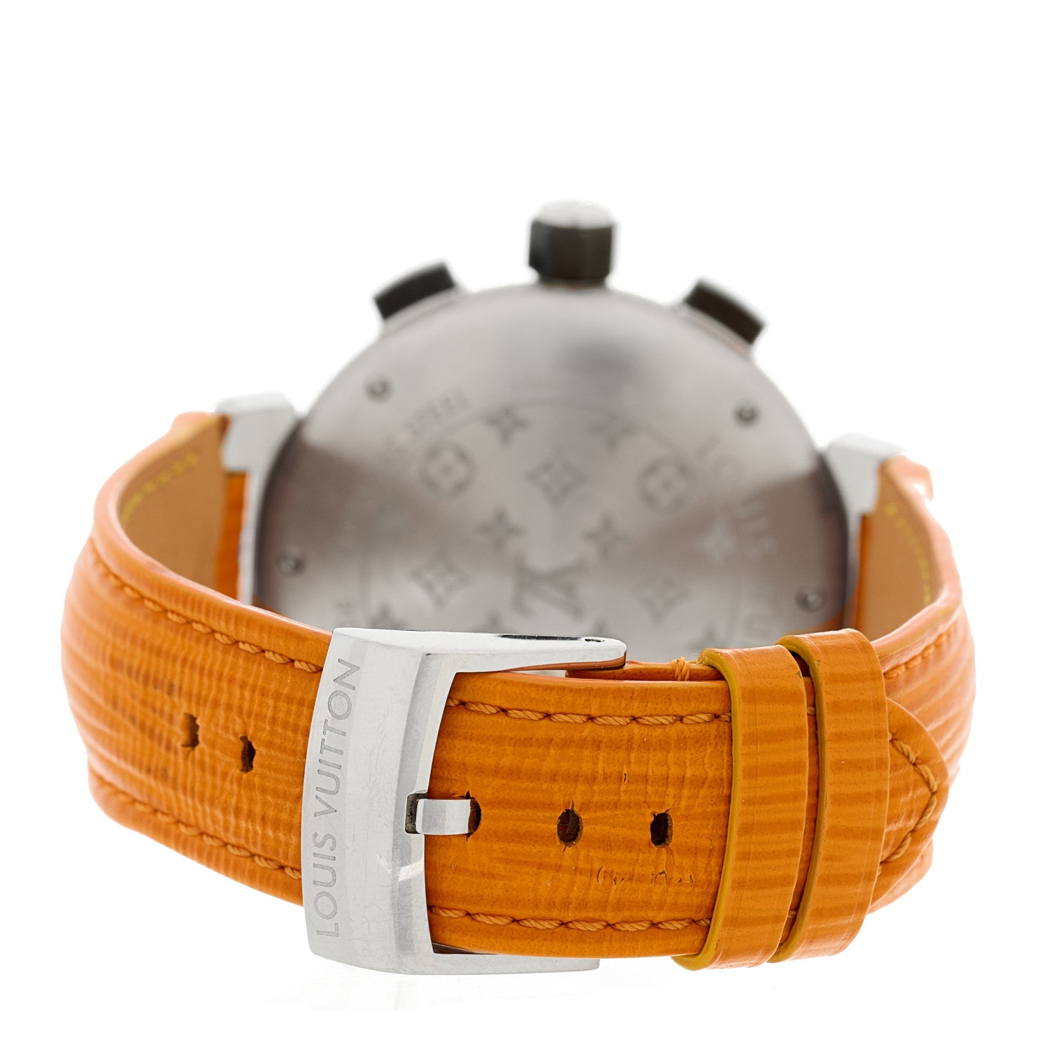 Louis Vuitton Stainless Steel Epi 41mm Tambour GMT Quartz Watch Orange 3 of 4