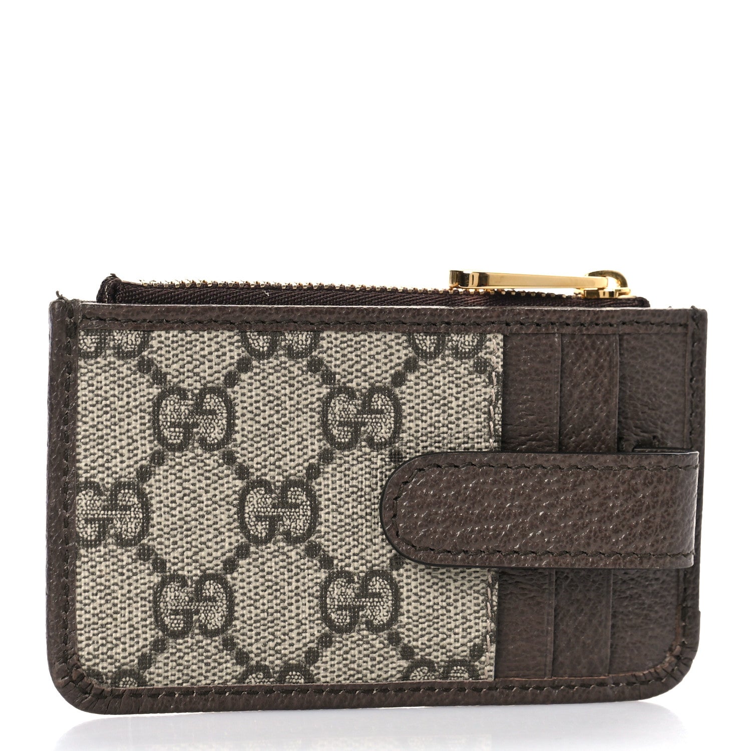 Gucci GG Supreme Monogram Web Ophidia Zip Card Case Brown 3 of 9