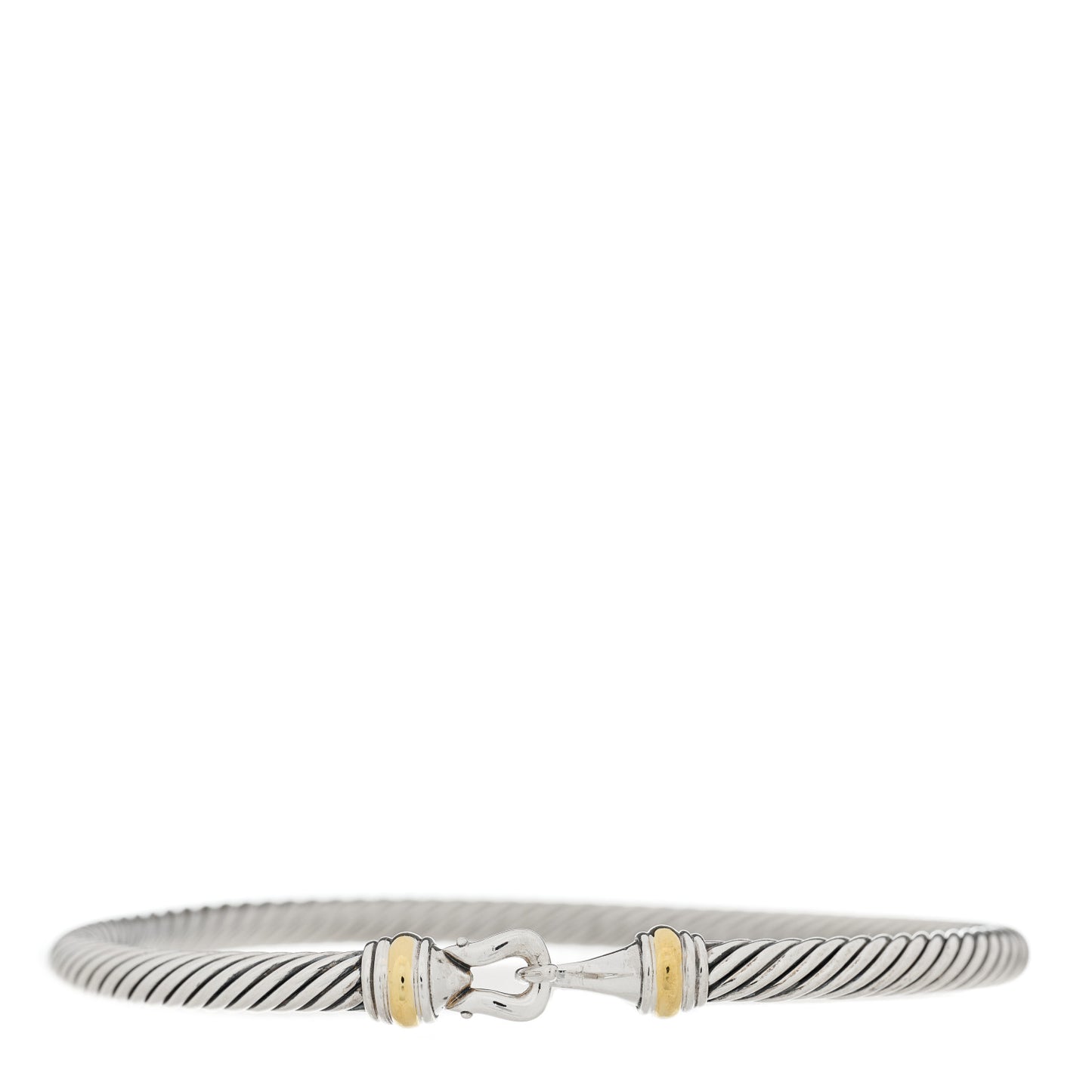 Sterling Silver 18K Yellow Gold 4mm Cable Buckle Bracelet