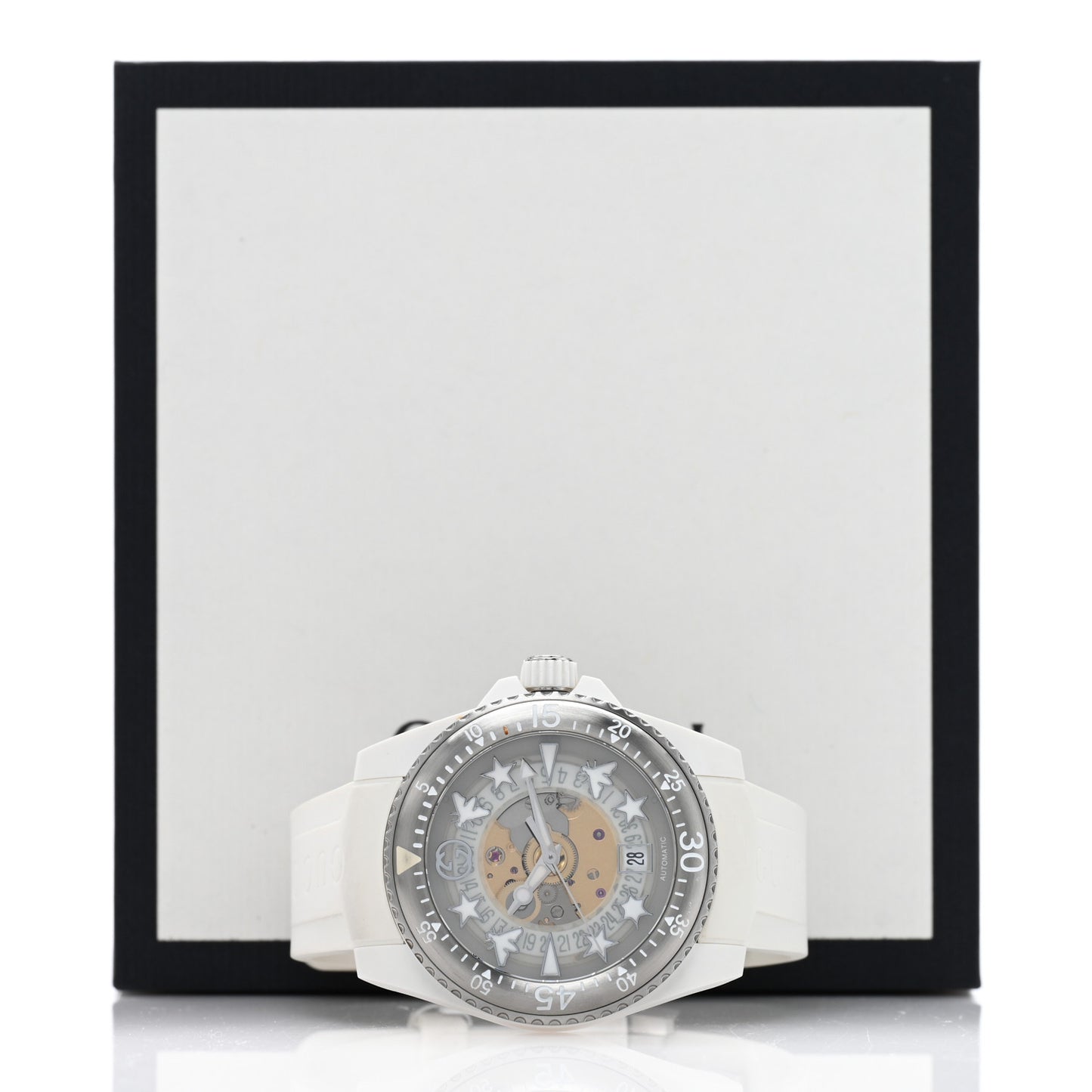 Stainless Steel Rubber 40mm Dive Quartz Watch White