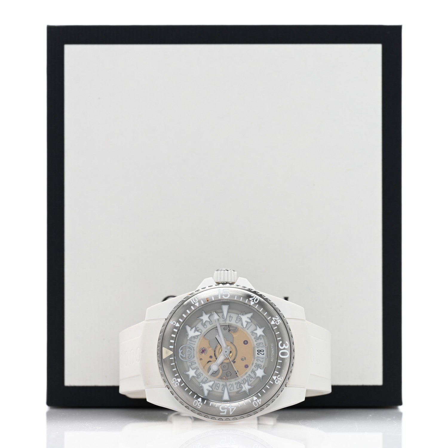 Gucci Stainless Steel Rubber 40mm Dive Quartz Watch White 5 of 5