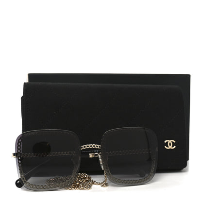 Chanel Metal Removable Chain Square Sunglasses 4244 Black 7 of 7