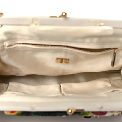 Dolce & Gabbana Fabric Embellished Floral Print Top Handle Chain Satchel Multicolor 4 of 9
