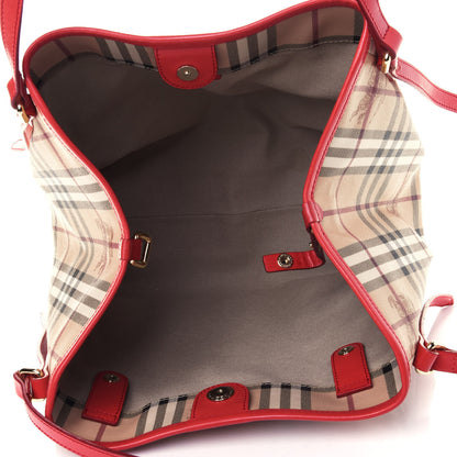 Burberry Haymarket Check Small Canterbury Tote Coral Red 4 of 4