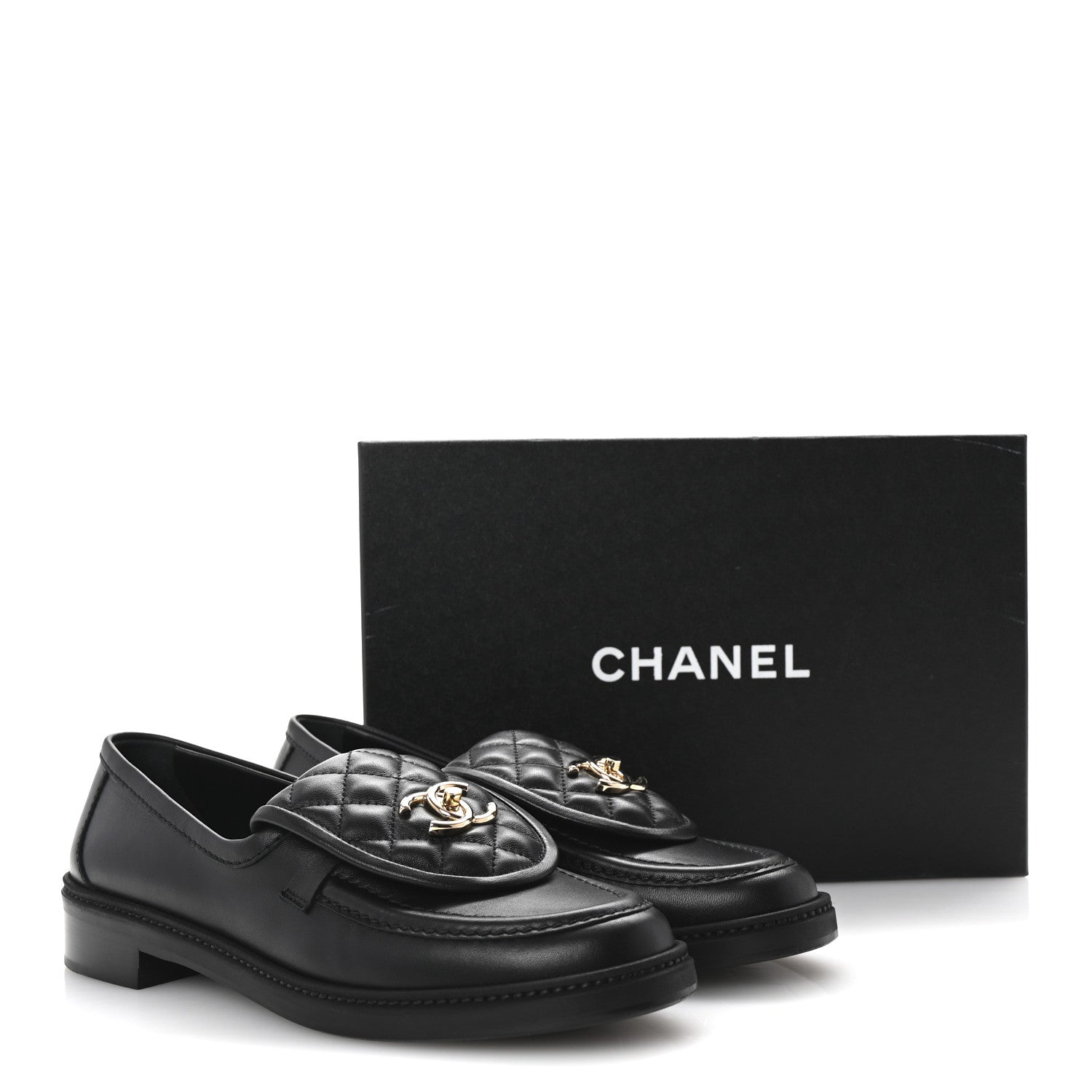 Chanel Lambskin Quilted CC Turnlock Loafers 40 Black 10 of 10