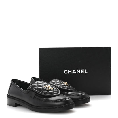 Chanel Lambskin Quilted CC Turnlock Loafers 40 Black 10 of 10