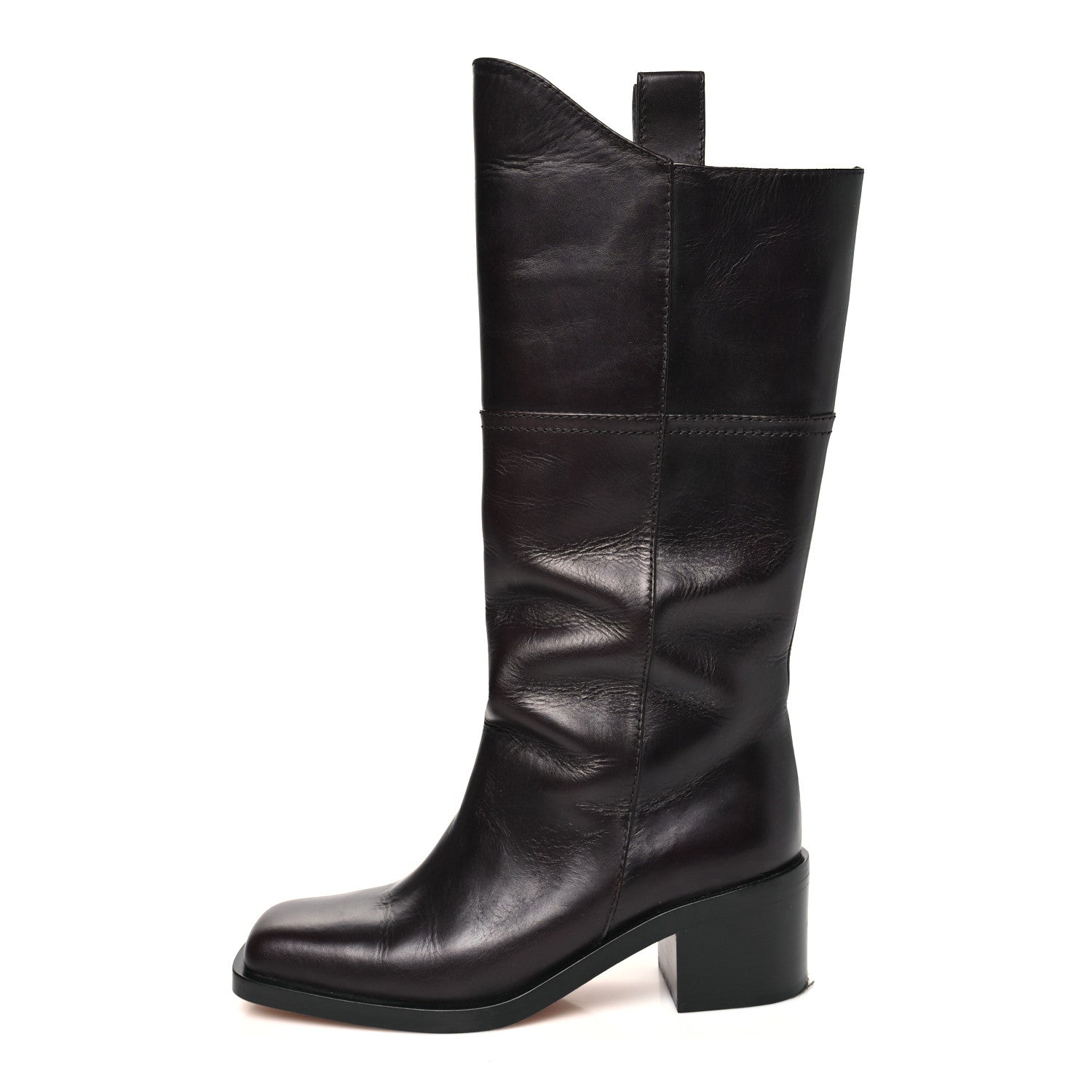 Chanel Calfskin CC Wyoming Knee High Boots 40 Dark Brown 1 of 12