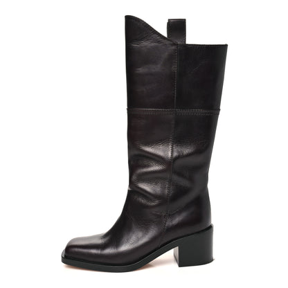 Chanel Calfskin CC Wyoming Knee High Boots 40 Dark Brown 1 of 12