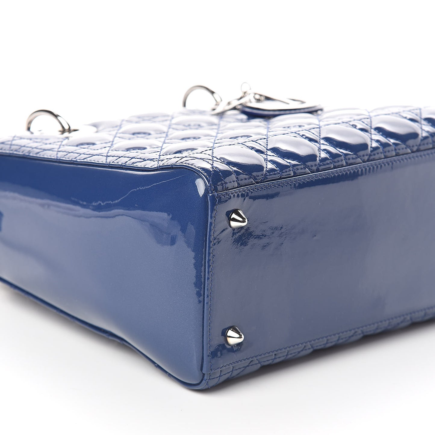 Patent Cannage Medium Lady Dior Blue