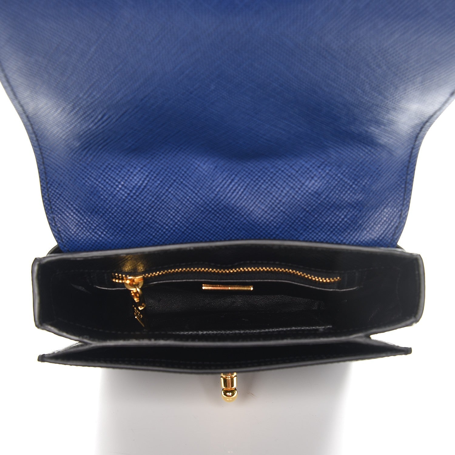 Prada Saffiano Bi-Color Crossbody Bag Inchiostro Black 5 of 7