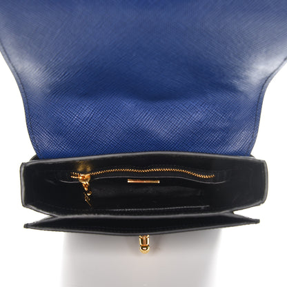 Prada Saffiano Bi-Color Crossbody Bag Inchiostro Black 5 of 7